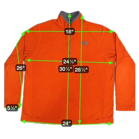 The North Face Half-Zip Fleece Jacket Mens L/G Orange Polyester Light Bright - Picture 2 of 14